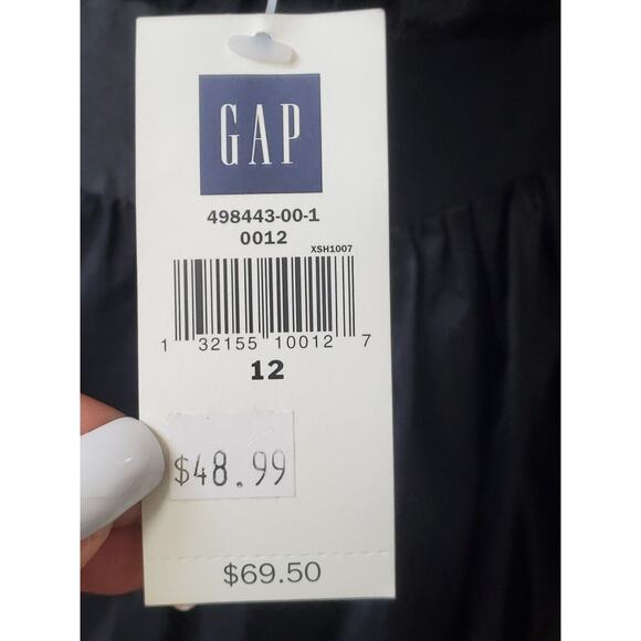 Gap Women's Black Solid Cotton Off The Shoulder Casual Knee Length Dress Size 12 - Picture 8 of 13